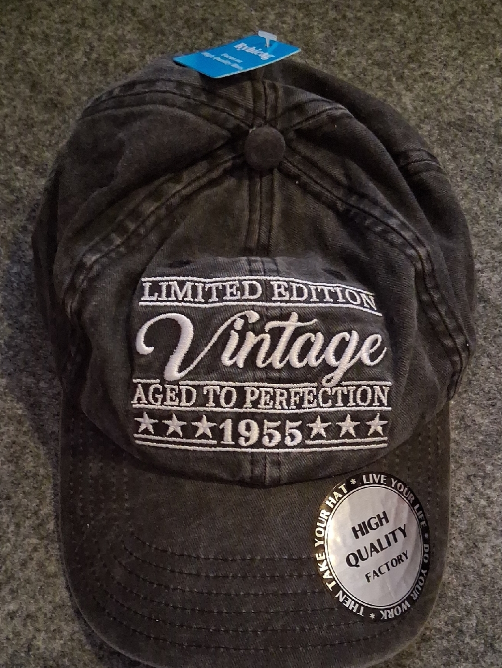 Vintage 'Limited Edition 1955' Washed Black Baseball Cap